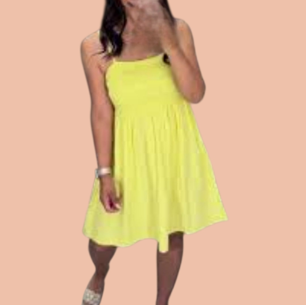 Univeral Thread Bright Yellow Spaghetti Strapped Dress - Picture 1 of 4